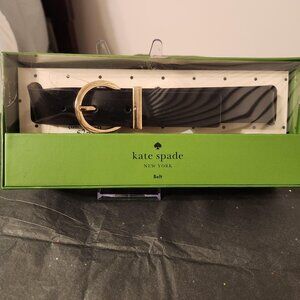 Kate Spade Black Leather Belt with Gold Tone Accents NWT